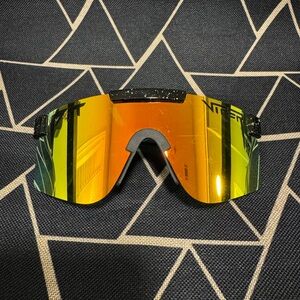 PIT VIPER The Monster Bull POLARIZED Sunglasses Black Splatter Gold Mirror 2000